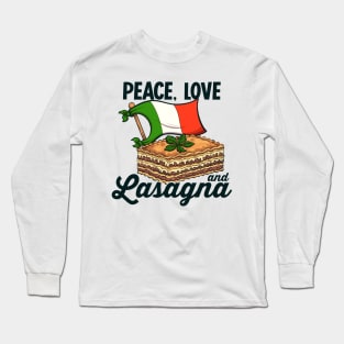 Peace, Love And Lasagna Cartoon Long Sleeve T-Shirt